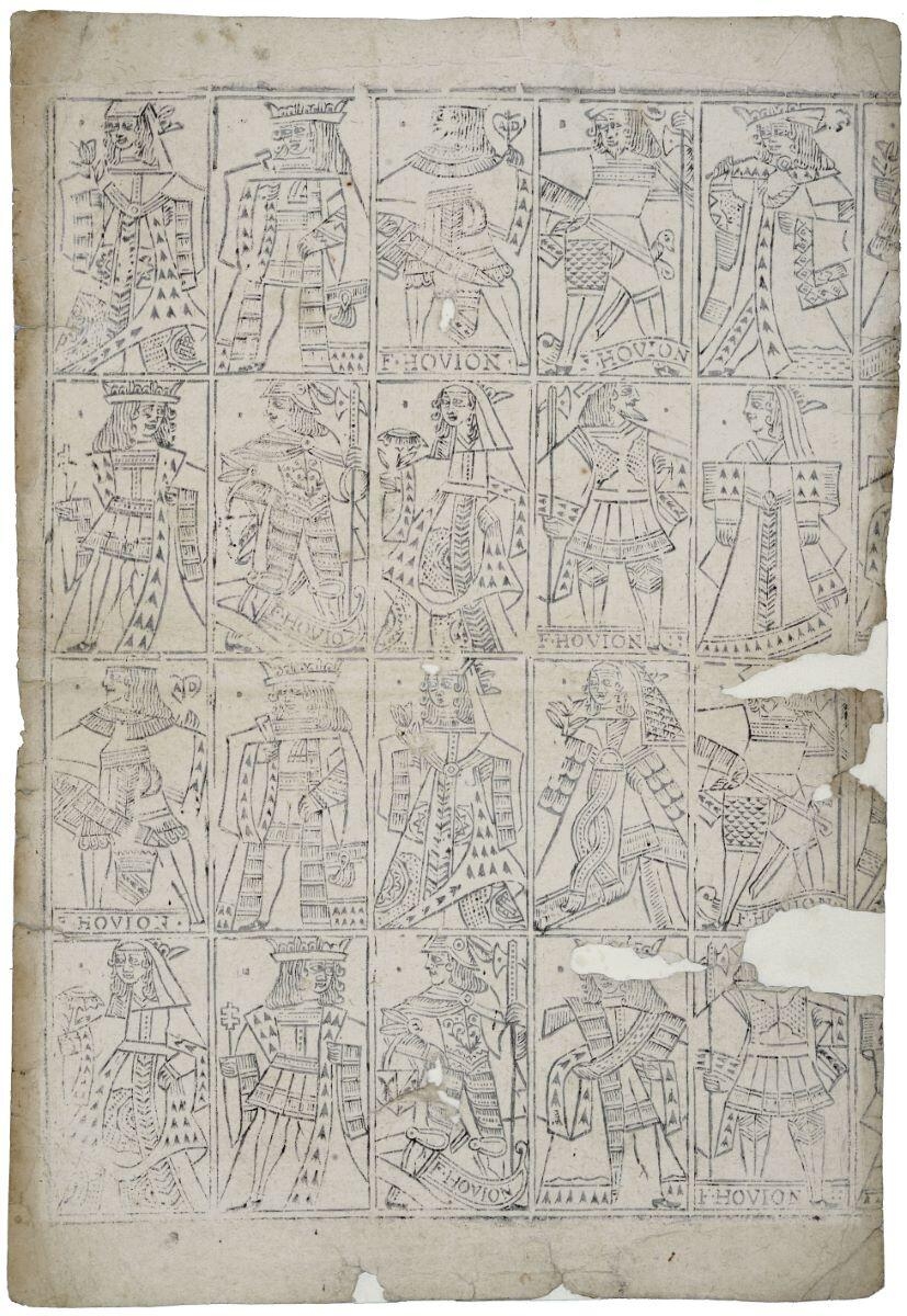 planche de cartes à jouer au portrait de Lorraine (titre factice), D A, 17e siècle