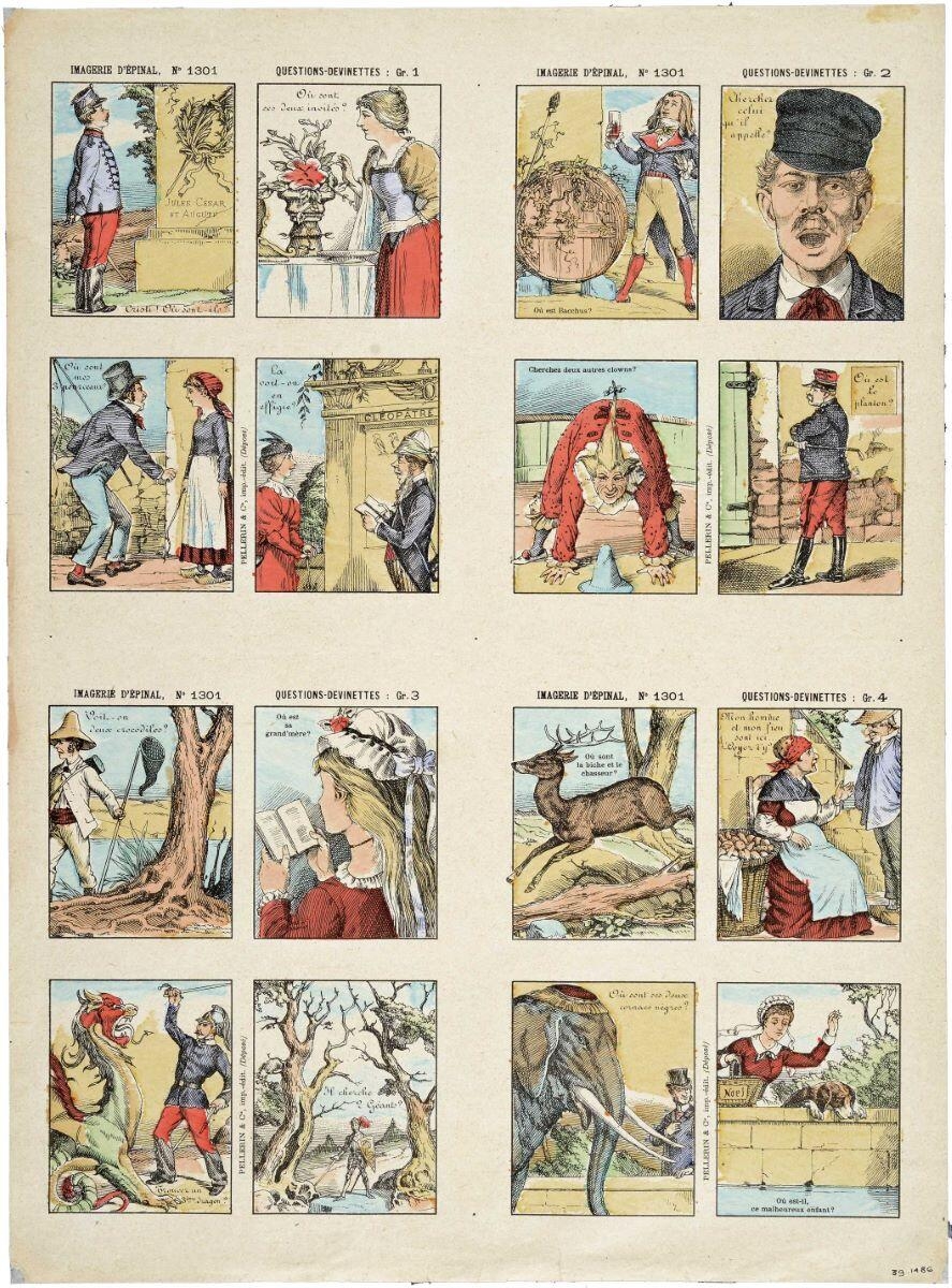 IMAGERIE D'EPINAL, N° 1301 ; QUESTIONS-DEVINETTES : Gr. 1 ; Gr. 2 ; Gr. 3 ; Gr. 4 (titre inscrit)_0