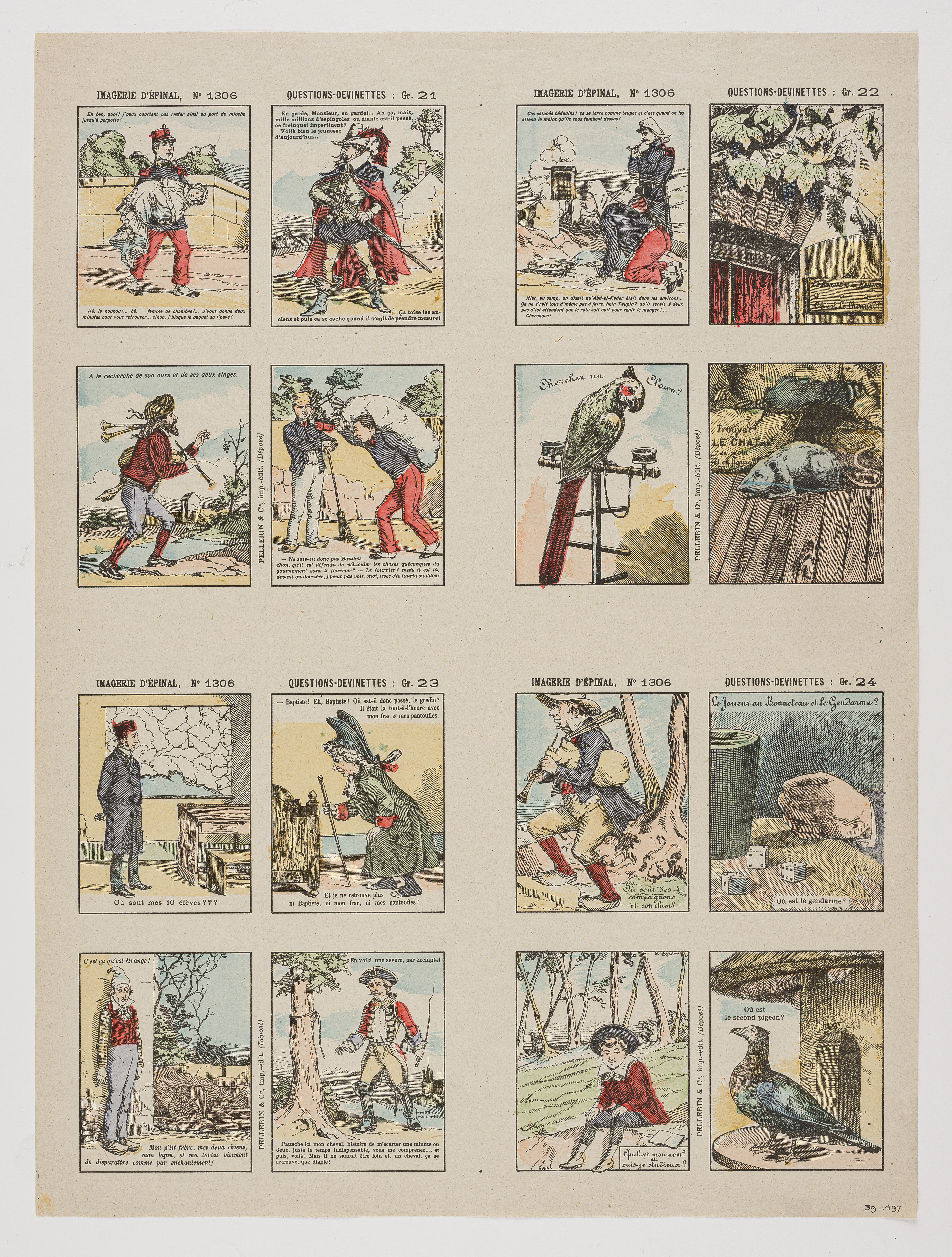 IMAGERIE D'EPINAL, N° 1306 ; QUESTIONS-DEVINETTES : Gr. 21 ; Gr. 22 ; Gr. 23 ; Gr. 24 (titre inscrit)_0