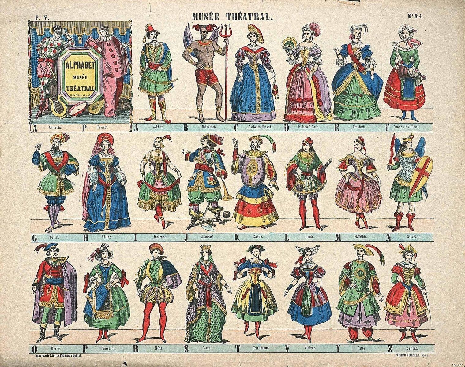 MUSÉE THÉÂTRAL. N°.24 / ALPHABET / MUSÉE / THÉÂTRAL (titre inscrit), Pellerin, 1866 avant