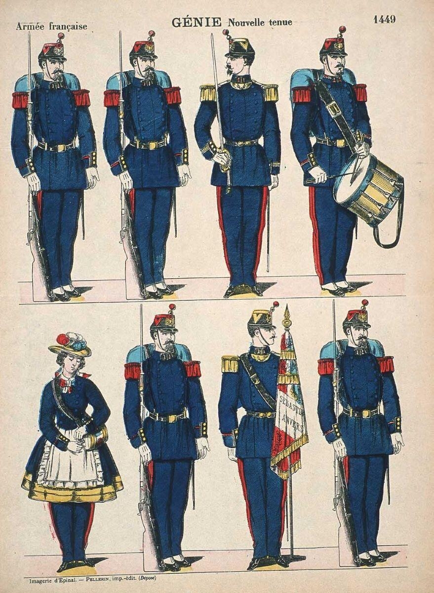 Armée française. GENIE Nouvelle tenue 1449 (titre inscrit), Pellerin, 1866 dépôt légal