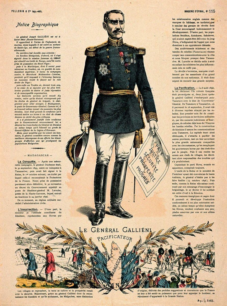 LE GENERAL GALLIÉNI / PACIFICATEUR / DE / MADAGASCAR / FRANCE (titre inscrit), Alfred Chauffour, 1895 dépôt légal