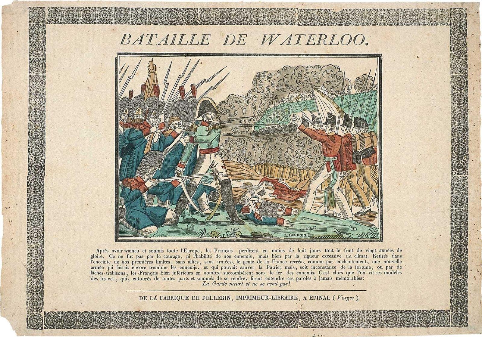 BATAILLE DE WATERLOO. (titre inscrit), François Georgin, 1820 dépôt légal