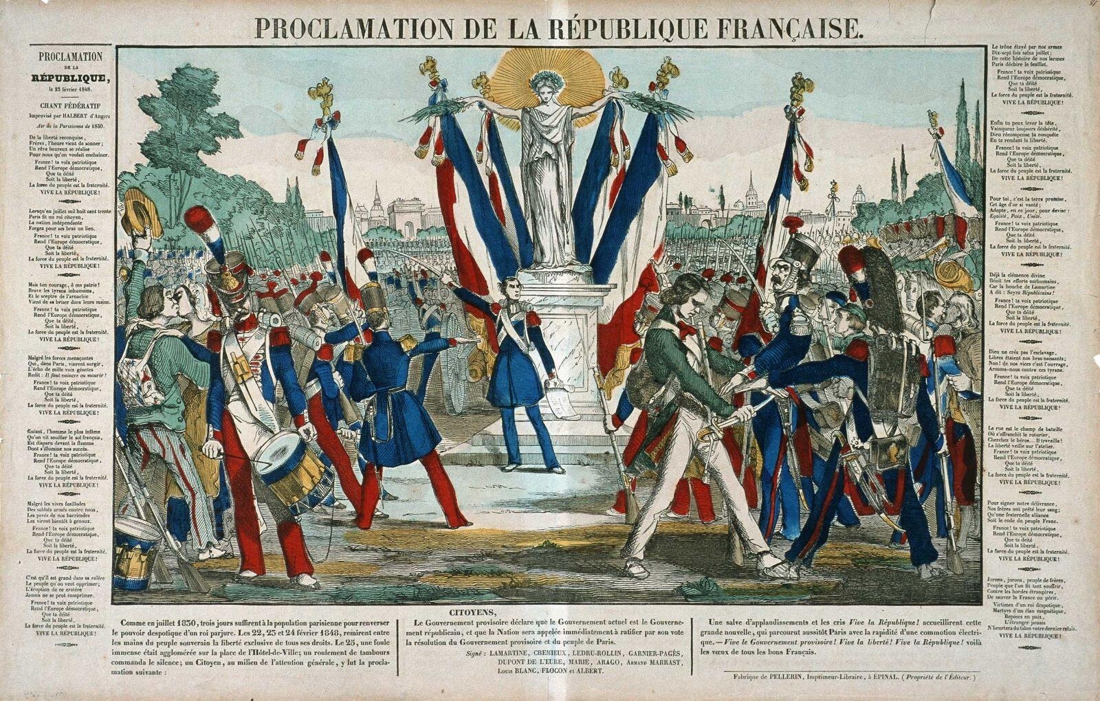 PROCLAMATION DE LA REPUBLIQUE FRANCAISE. (titre inscrit), Pellerin, 1848 édité en