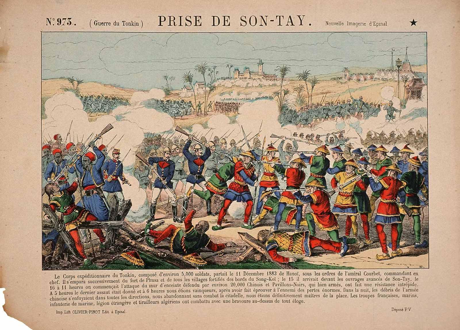 (Guerre du Tonkin) PRISE DE SON-TAY. N°.973. (titre inscrit), Olivier-Pinot, 1883 vers