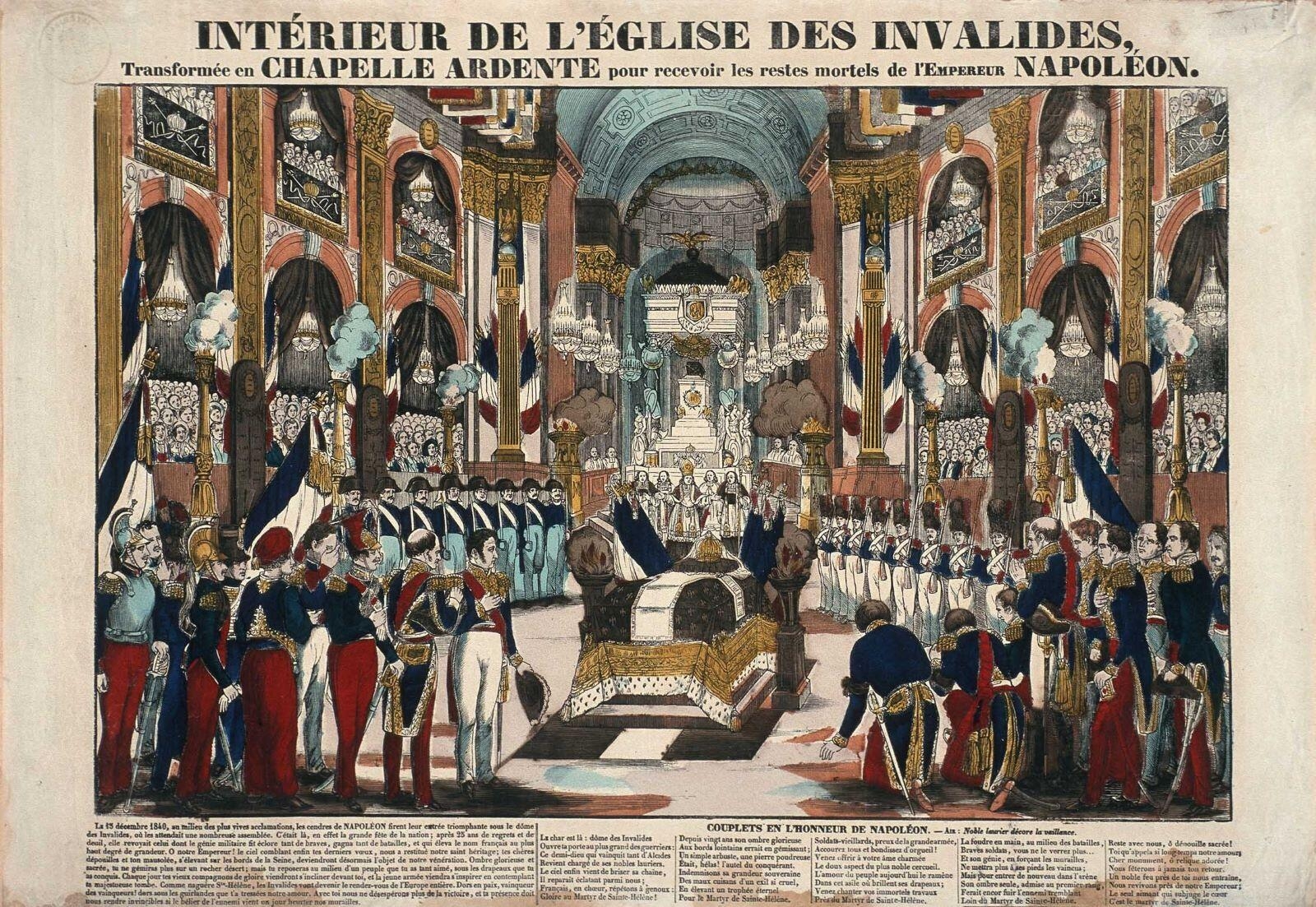INTÉRIEUR DE L'ÉGLISE DES INVALIDES / Transformée en CHAPELLE ARDENTE pour  recevoir les restes mortels de l'EMPEREUR NAPOLÉON. (titre inscrit)_0