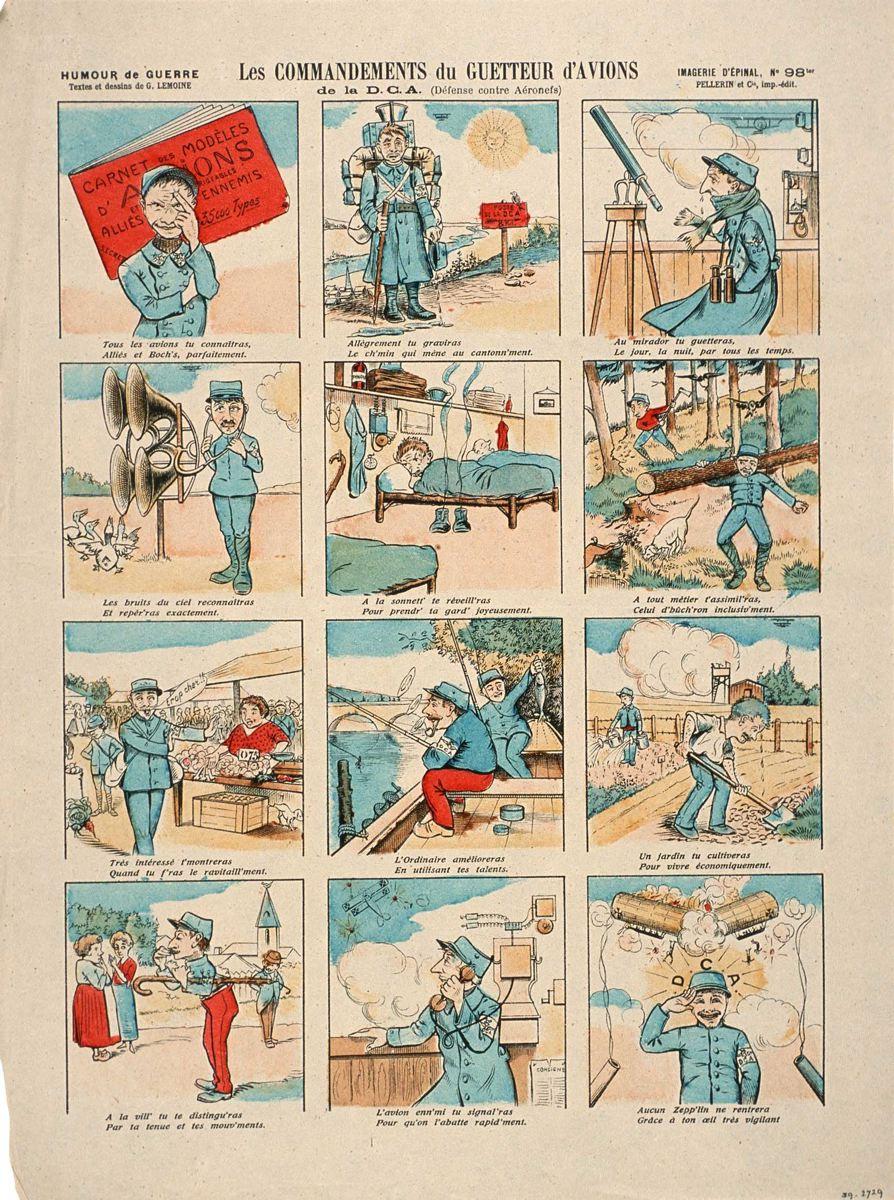 Les COMMANDEMENTS du GUETTEUR d'AVIONS / de la D. C. A. (Défense contre Aéronefs) (titre inscrit), Georges Lemoine, 1918