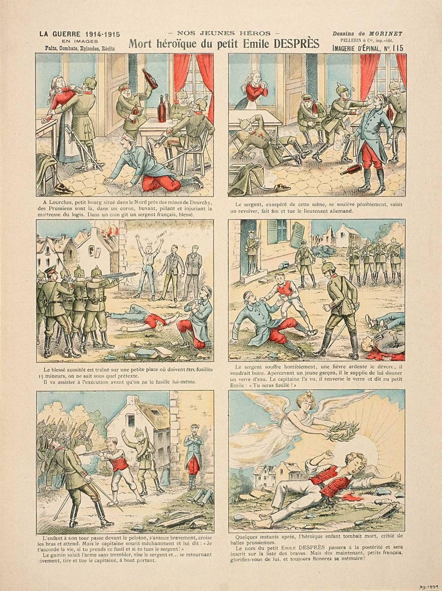 - NOS JEUNES HÉROS - / Mort héroïque du petit Emile DESPRÈS (titre inscrit), Louis Georges Albert Morinet, 1915