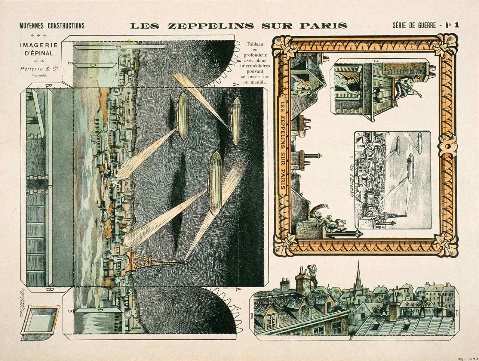 LES ZEPPELINS SUR PARIS (titre inscrit), Louis Georges Albert Morinet, 1915