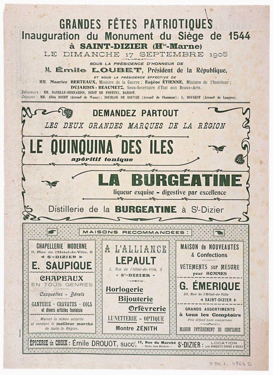 INAUGURATION du MONUMENT du SIÈGE de 1544 / à SAINT-DIZIER (Hte-Marne) / LE DIMANCHE 17 SEPTEMBRE 1905. (titre inscrit)_1