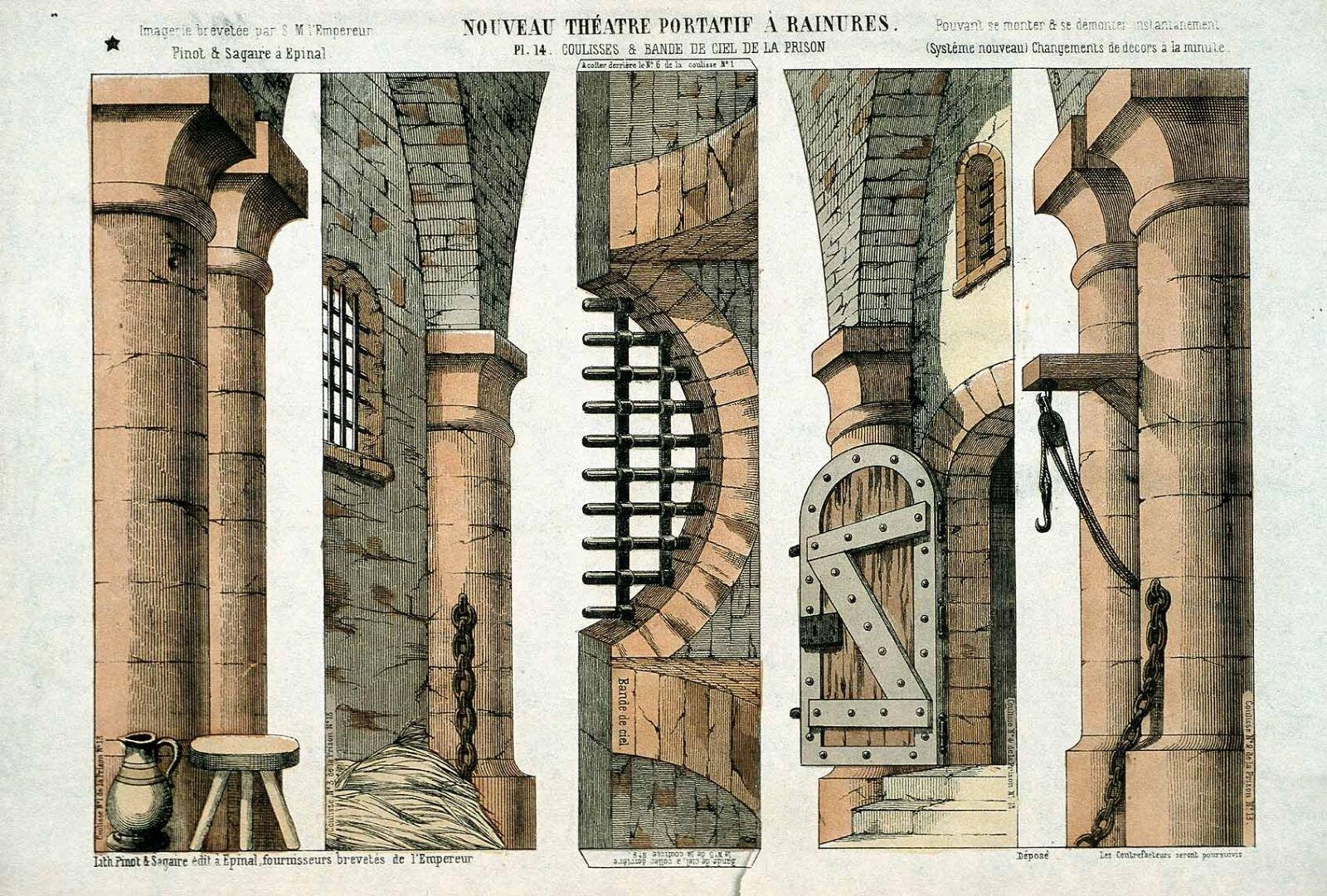 NOUVEAU THÉATRE PORTATIF À RAINURES / PL. 14. COULISSES & BANDE DE CIEL DE LA PRISON (titre inscrit)_0