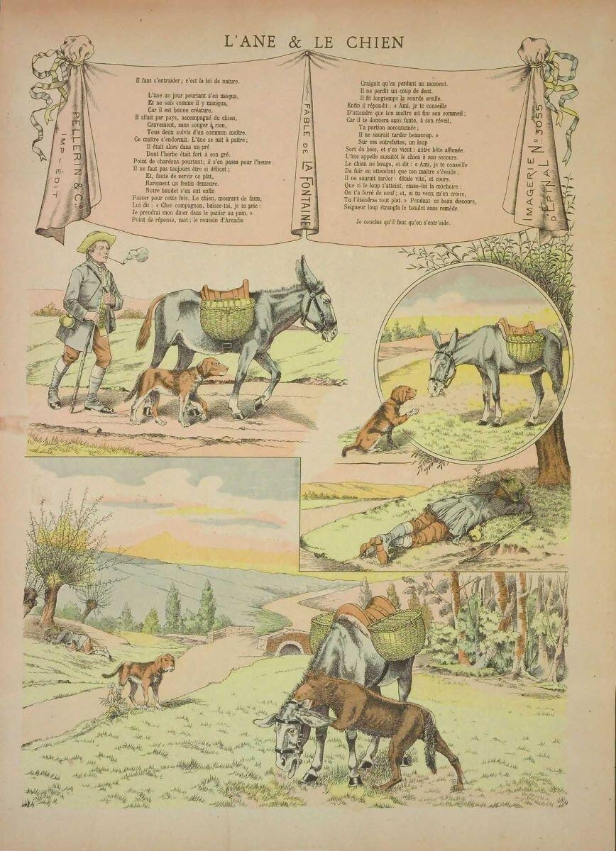 L'ANE & LE CHIEN / FABLE DE LA FONTAINE (titre inscrit), Alfred Chauffour, 1903 dépôt légal