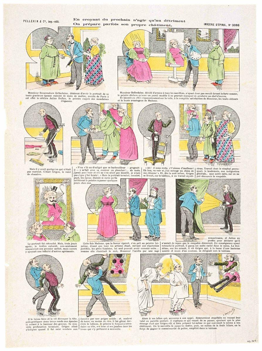 En croyant du prochain n'agir qu'au détriment / On prépare parfois son propre châtiment. (titre inscrit), Henry Hennault, 1905 dépôt légal