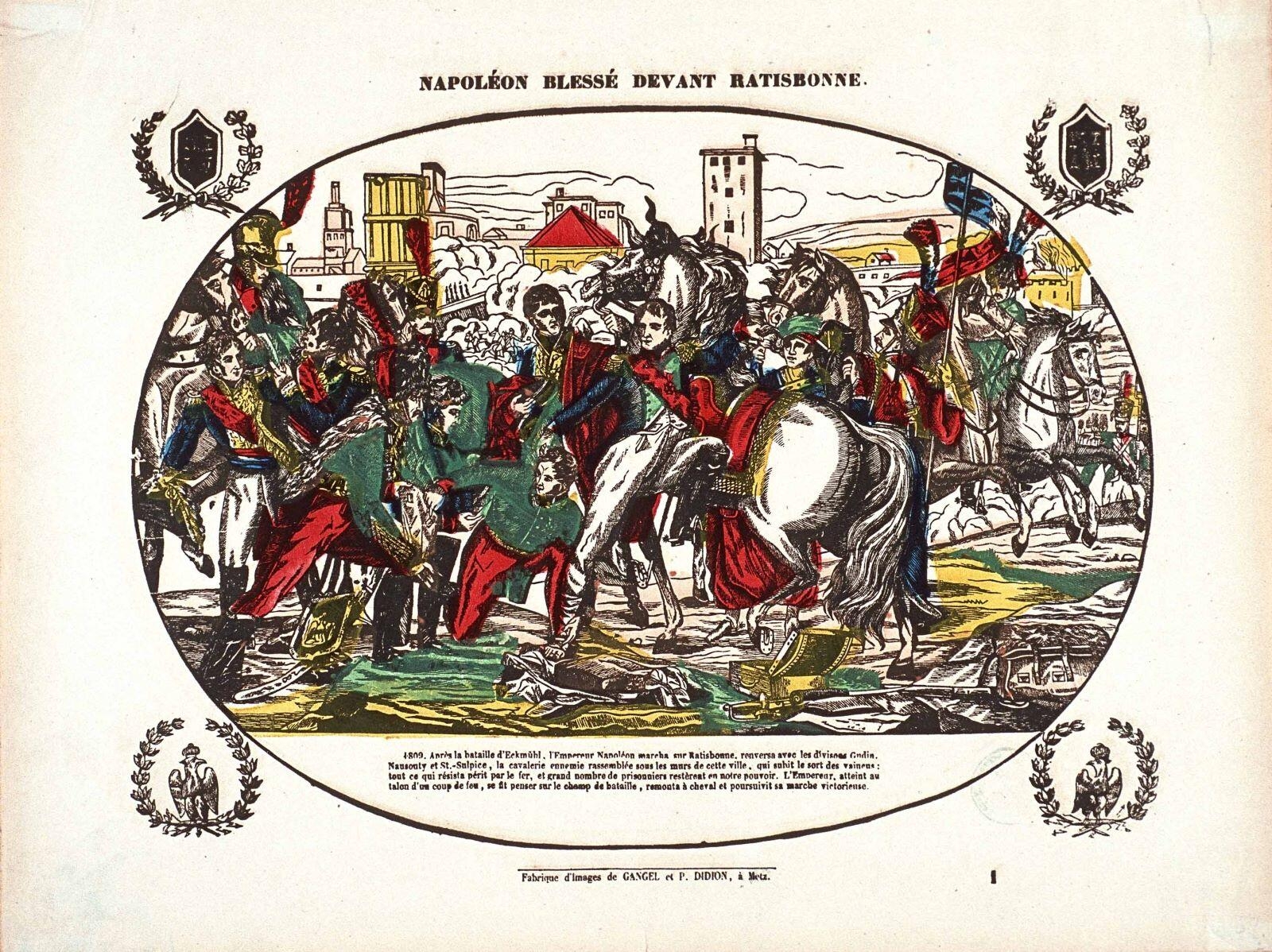 Napoléon blessé devant Ratisbonne (titre inscrit), Claude Gautherot, 1858-1869