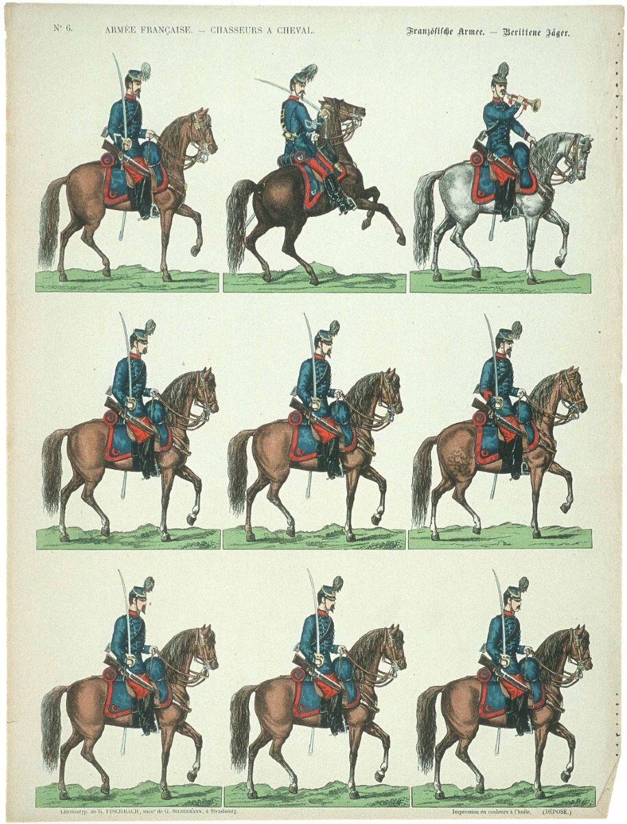 ARMEE FRANCAISE - CHASSEURS A CHEVAL. N°6. (titre inscrit fr., all.)_0