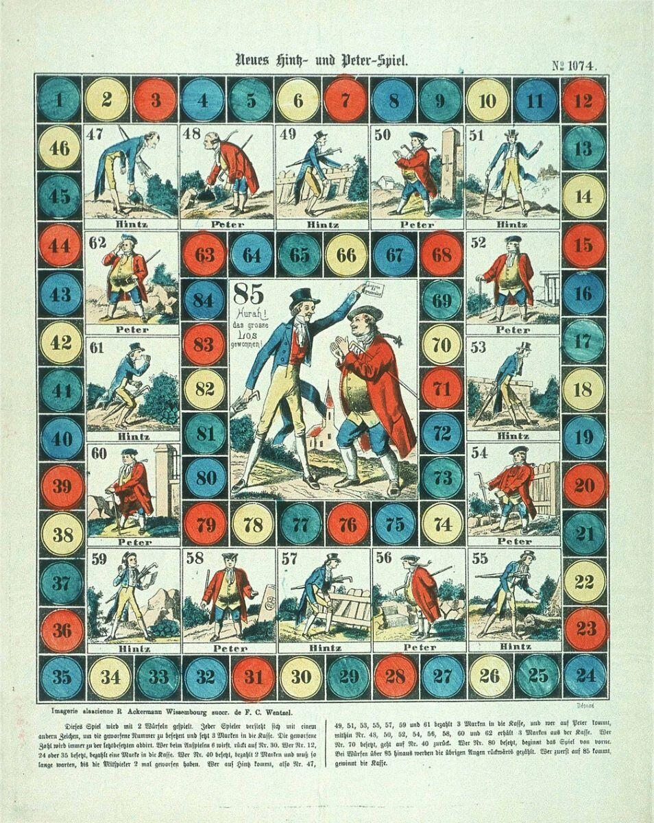 Neues Hinss und Peter Spiel. N°= 1074. (titre inscrit all.), René Ackermann, 1906-1918