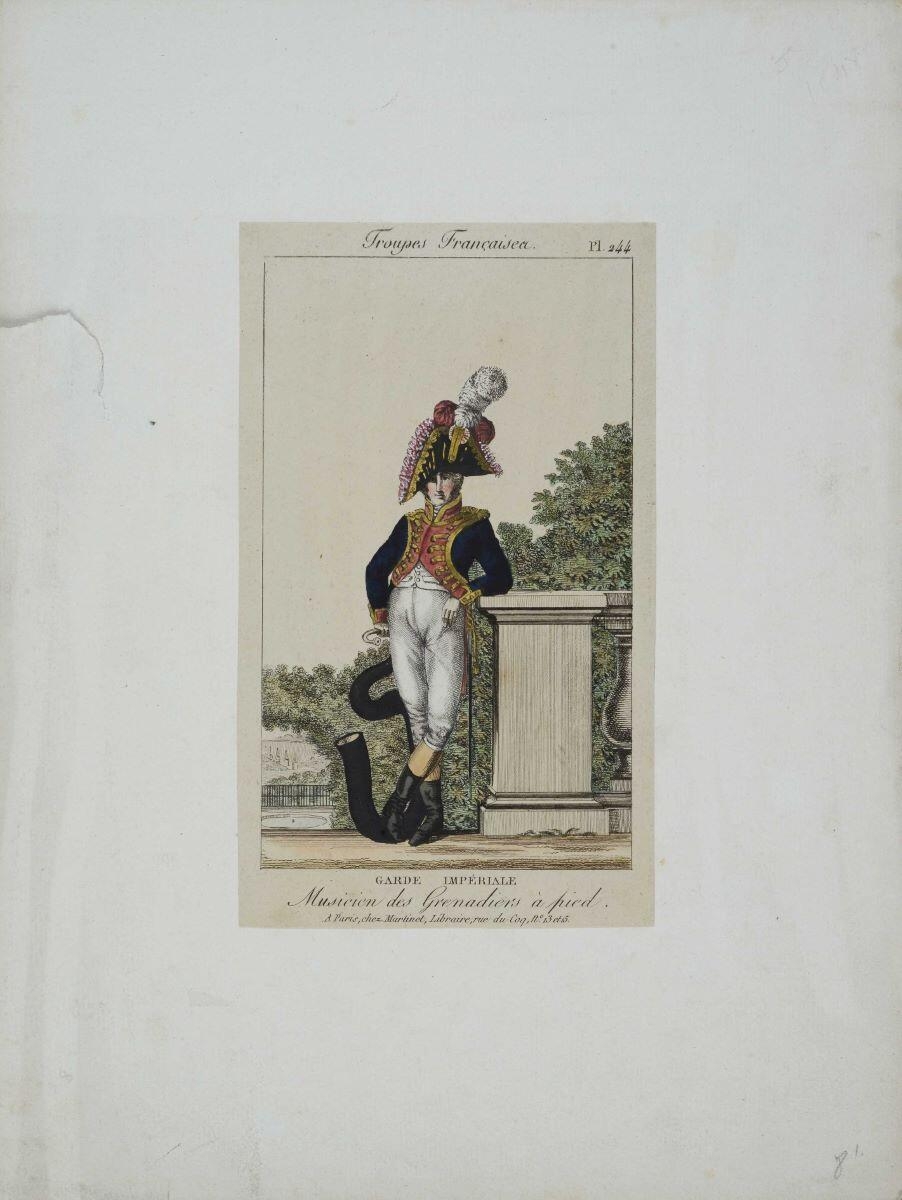 Troupes Françaises. Pl. 244 / GARDE IMPÉRIALE / Musiscien des Grenadiers à pied. (titre inscrit)_0