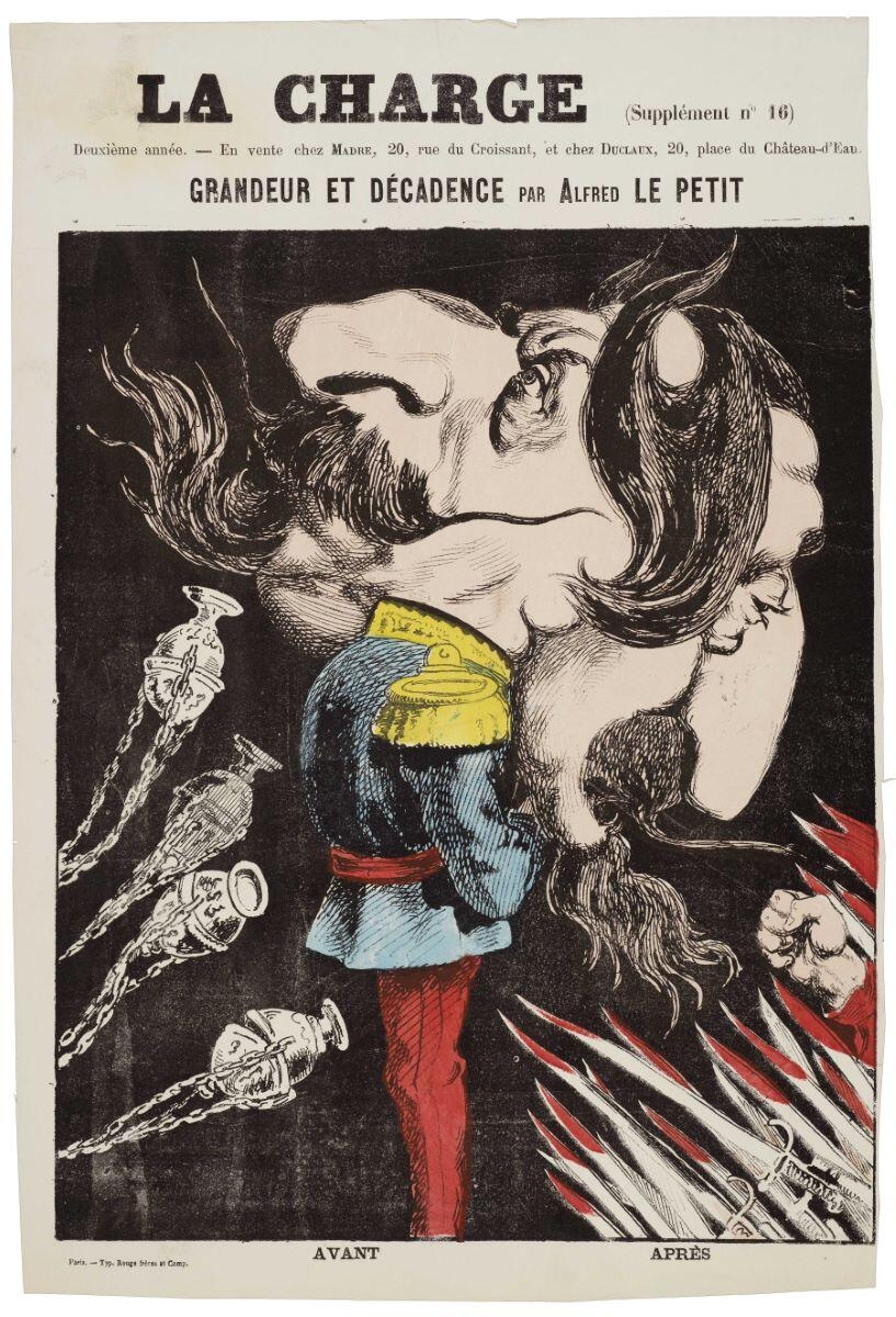 LA CHARGE (Supplément n° 16) / GRANDEUR ET DÉCADENCE PAR ALFRED LE PETIT (titre inscrit), Alfred Le Petit, 1871