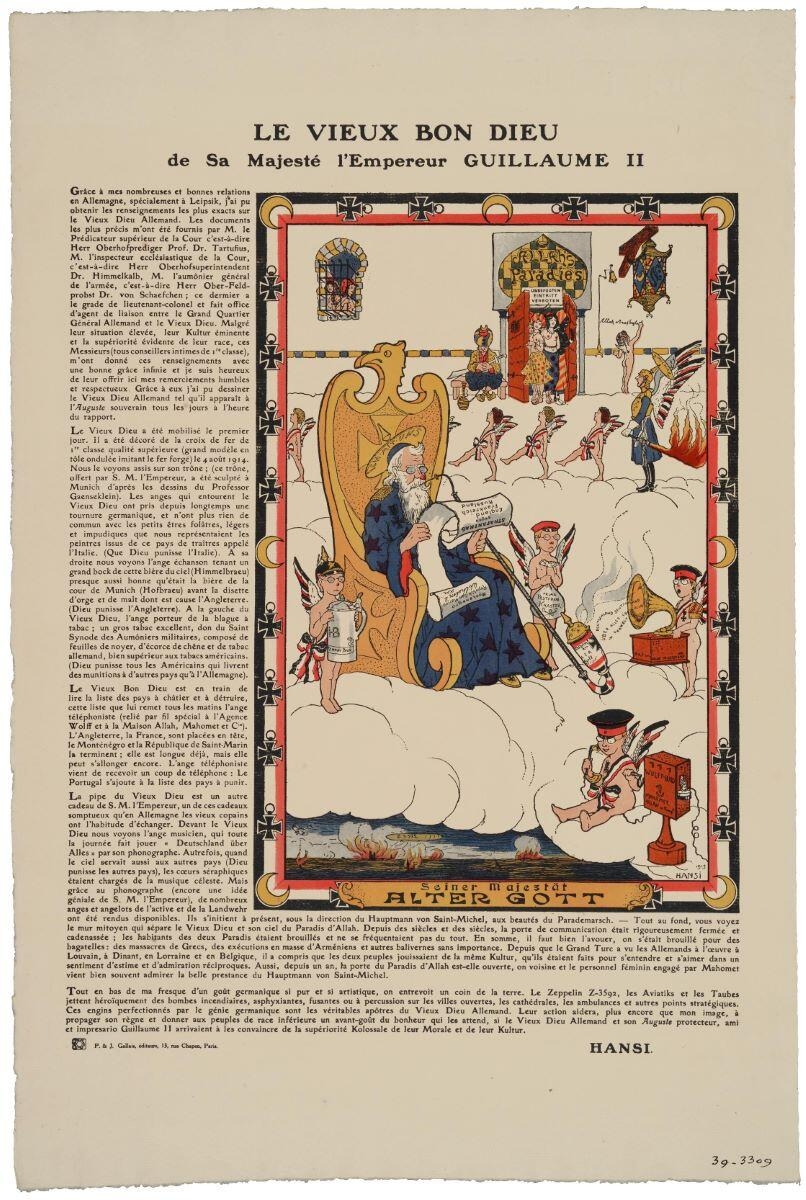 LE VIEUX BON DIEU / de Sa Majesté l’Empereur GUILLAUME II (titre inscrit), Hansi, 1915