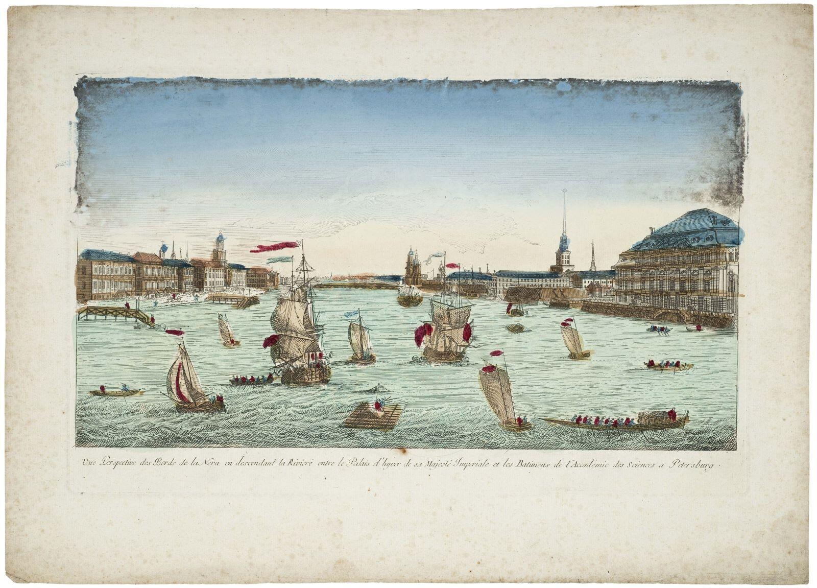 Vue Perspective des Bords de la Nera en descendant la Rivière entre le Palais d’hyver de sa Majesté Impériale et les Batimens de l’Accadémie des Sciences à Petersburg. (titre inscrit)_0