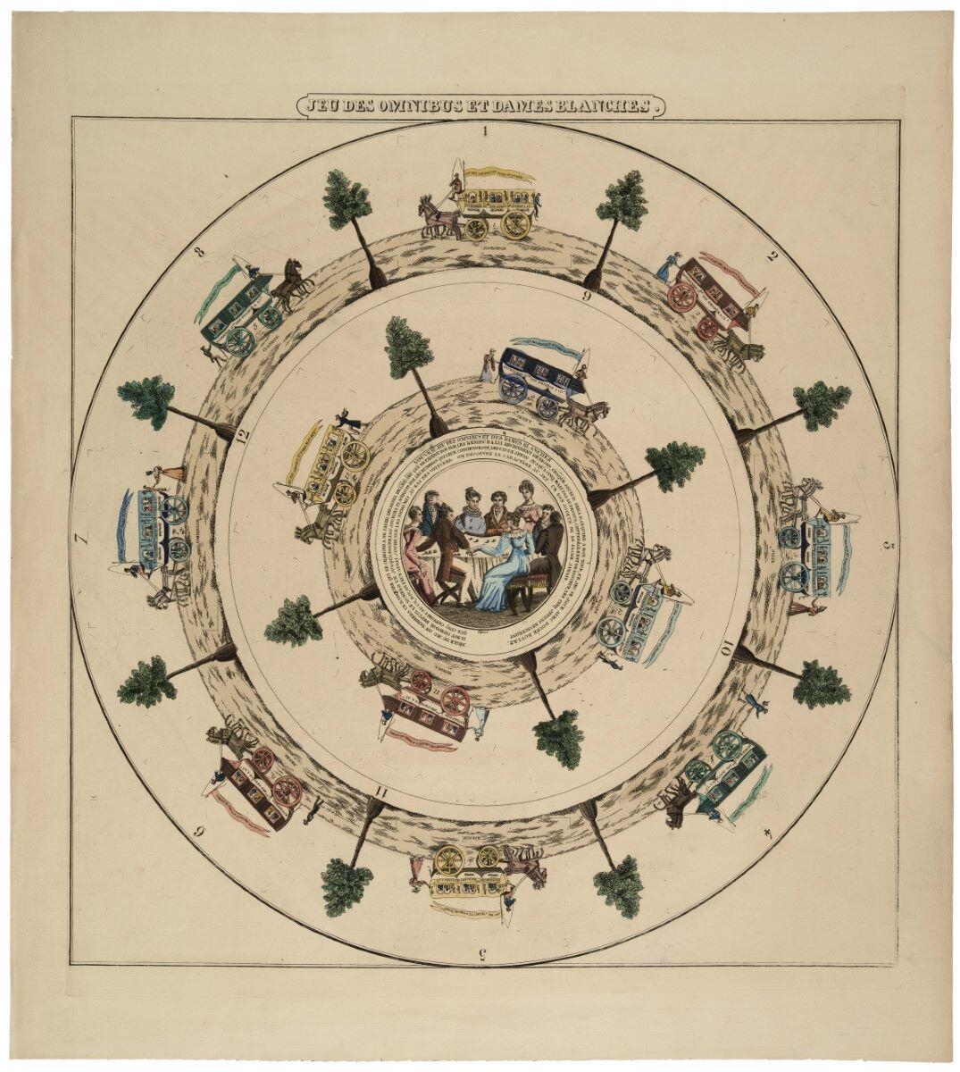 JEU DES OMNIBUS ET DAMES BLANCHES. (titre inscrit), 1830 vers,1840