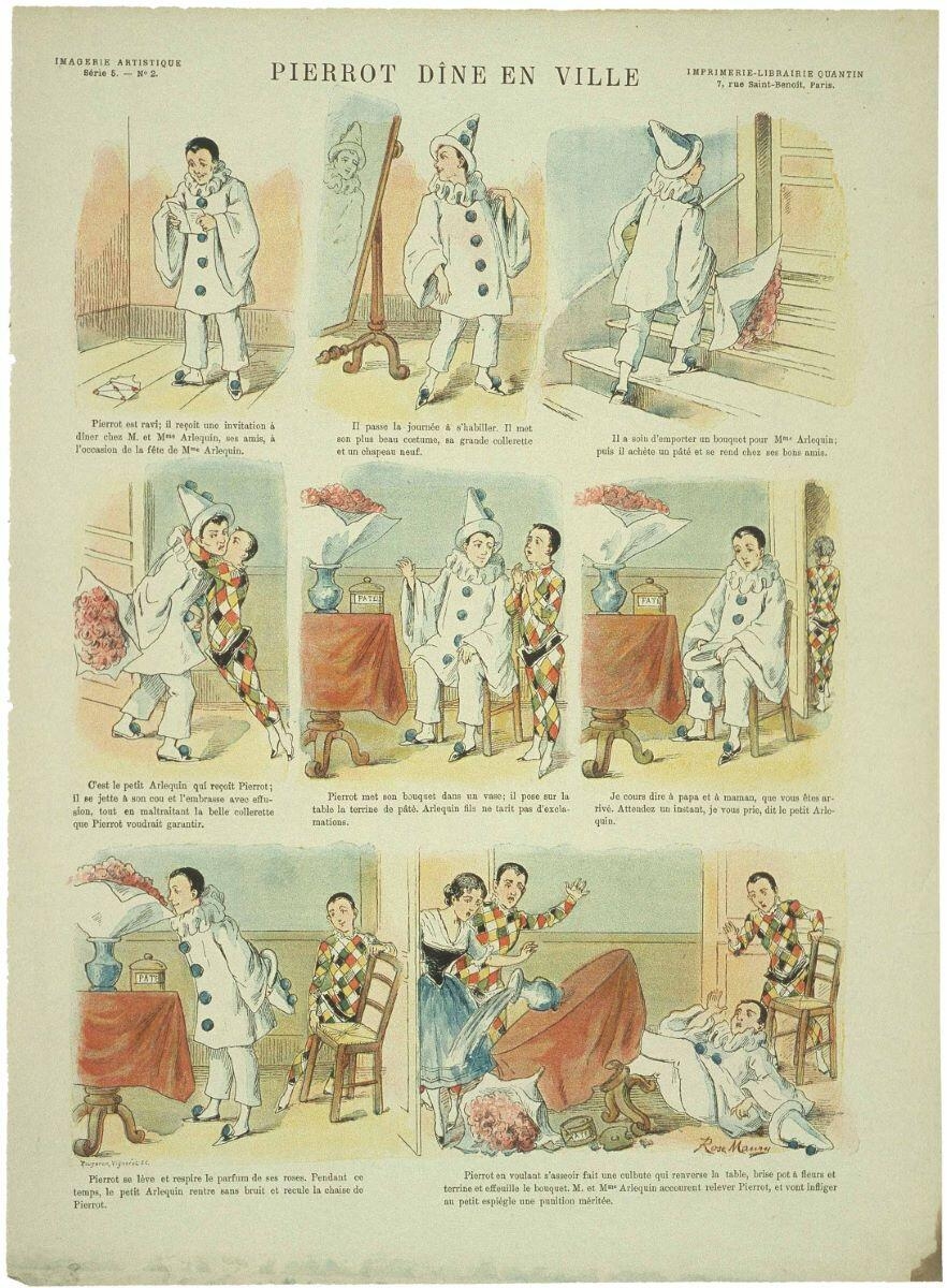 PIERROT DÎNE EN VILLE (titre inscrit), Rose Maury, 1888 dépôt légal