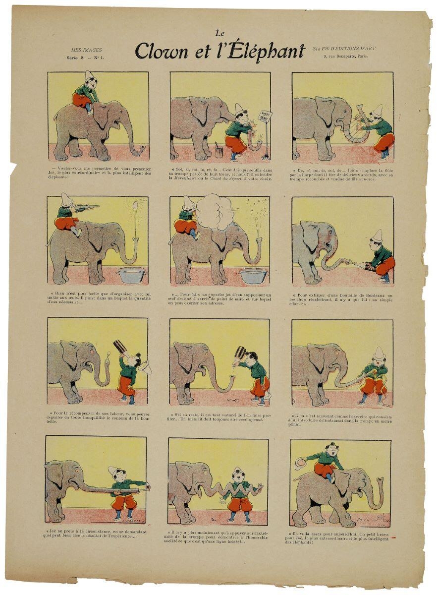 Le / Clown et l’Éléphant (titre inscrit), Benjamin Rabier, 1902 dépôt légal