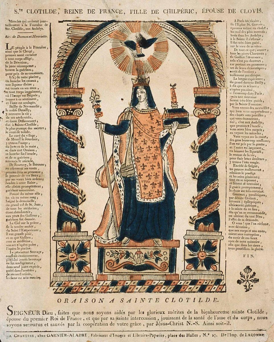 STE. CLOTILDE, REINE DE FRANCE, FILLE DE CHILPERIC, EPOUSE DE CLOVIS. (titre inscrit)_0