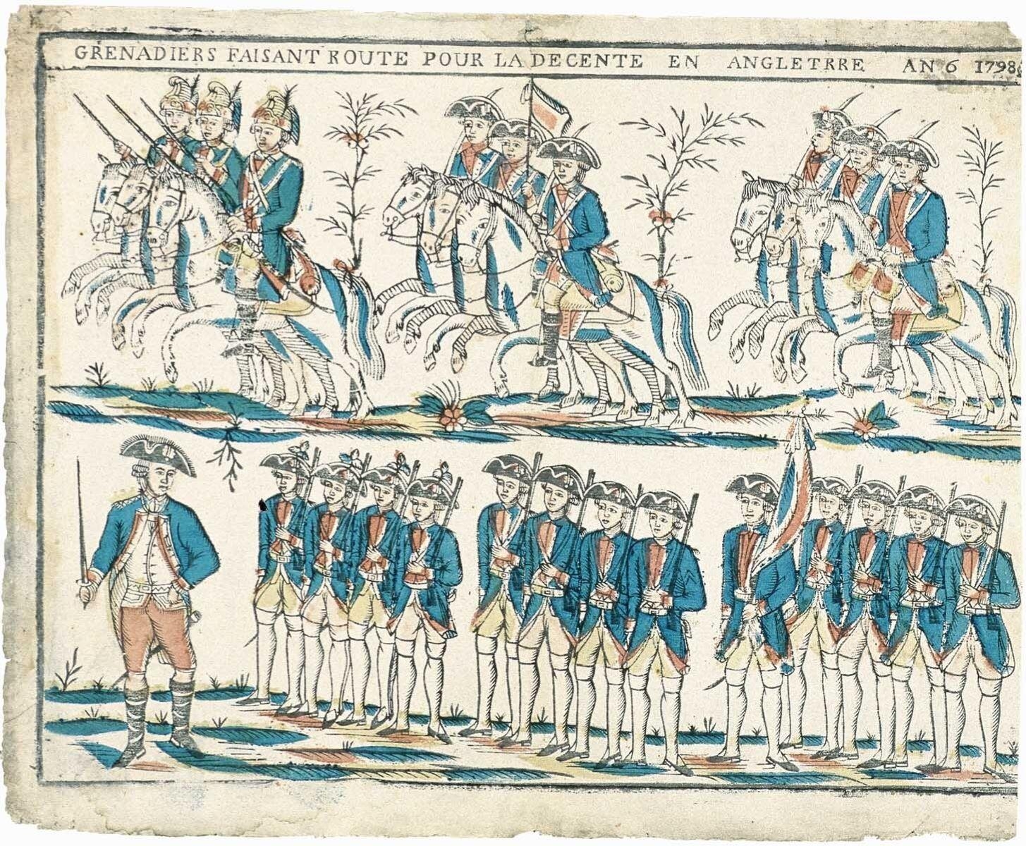 GRENADIERS FAISANT ROUTE POUR LA DECENTE [sic] EN ANGLETERRE AN 6 1798 (titre inscrit), Jean-Baptiste Letourmy, 1798-1800