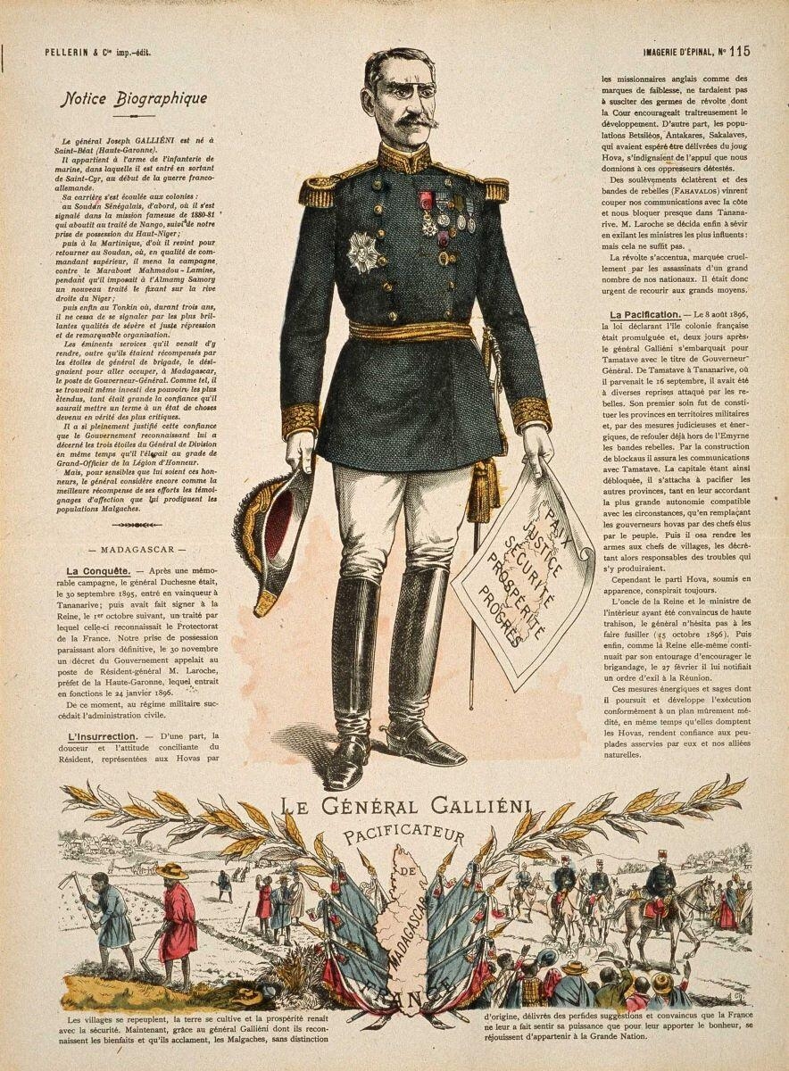 LE GENERAL GALLIÉNI / PACIFICATEUR / DE / MADAGASCAR / FRANCE (titre inscrit), Alfred Chauffour, 1895 dépôt légal