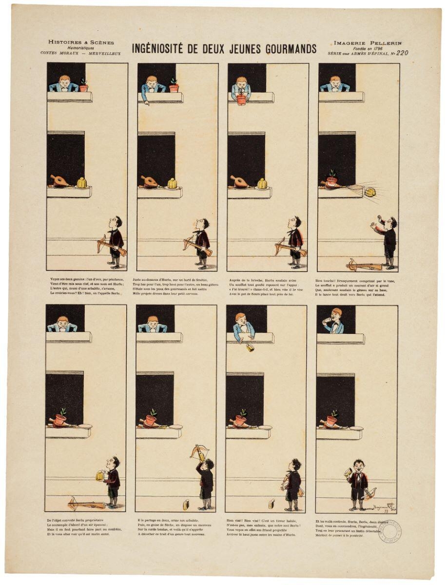 INGÉNIOSITÉ DE DEUX JEUNES GOURMANDS (titre inscrit), Benjamin Rabier, 1897 dépôt légal