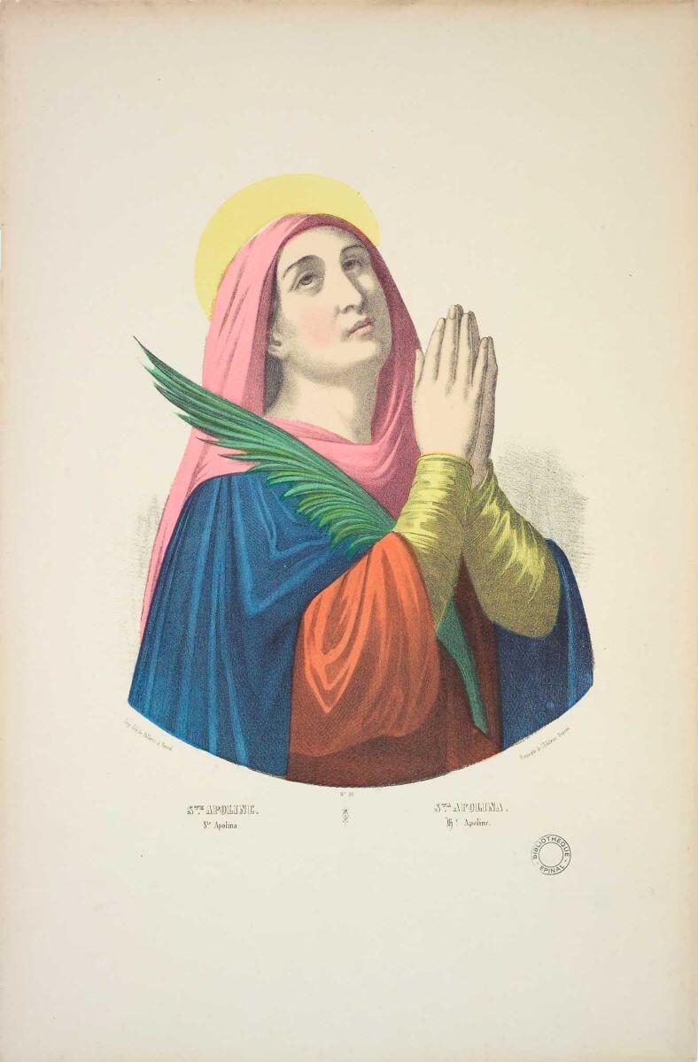 STE. APOLINE. (titre inscrit, fr., it., angl., all.), Pellerin, 1859 dépôt légal