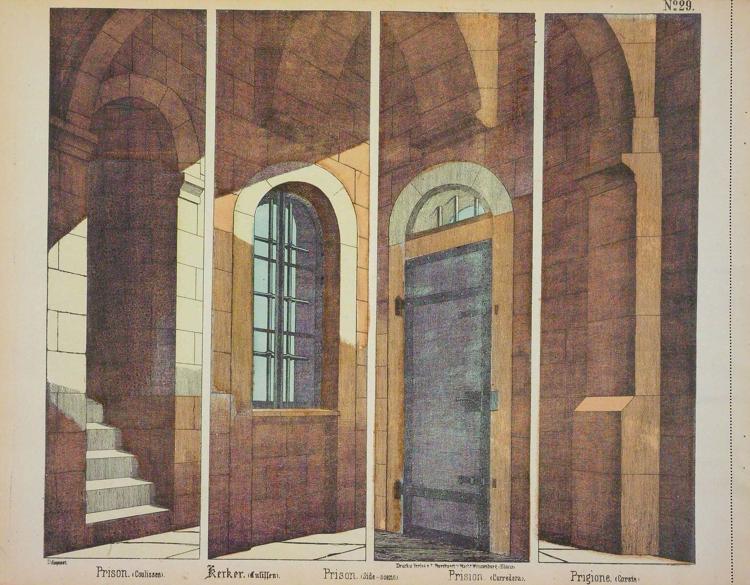 Prison. (Coulisses). N°29. (titre inscrit, fr., all., angl., esp., it.), Charles successeurs Burckardt, 1888-1906