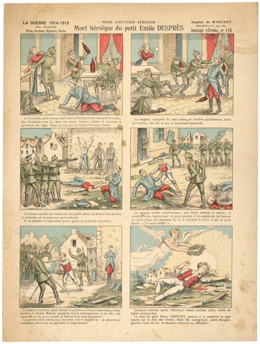 - NOS JEUNES HÉROS - / Mort héroïque du petit Emile DESPRÈS (titre inscrit), Louis Georges Albert Morinet, 1915