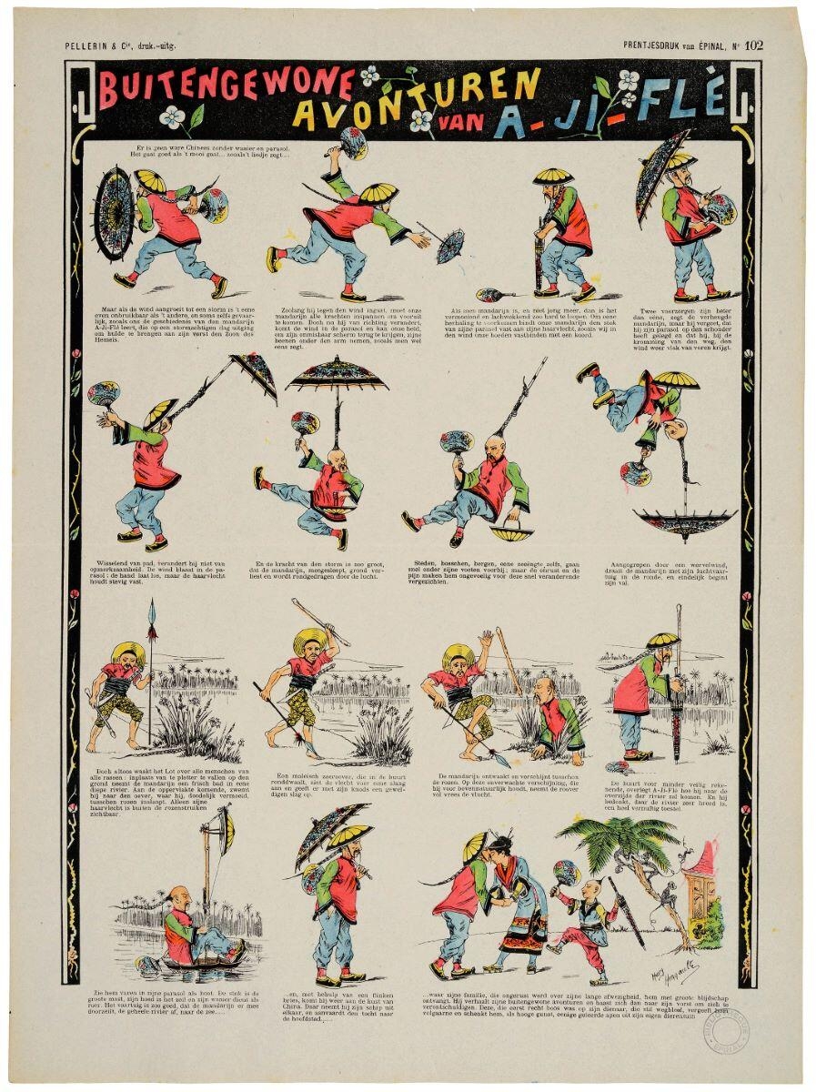 BUITENGEWONE AVONTUREN VAN A-JI-FLE (titre inscrit, néerl.) ; Aventures extraordinaires de A-Ji-Fli (titre traduit), Henry Hennault, 1894 après,1901