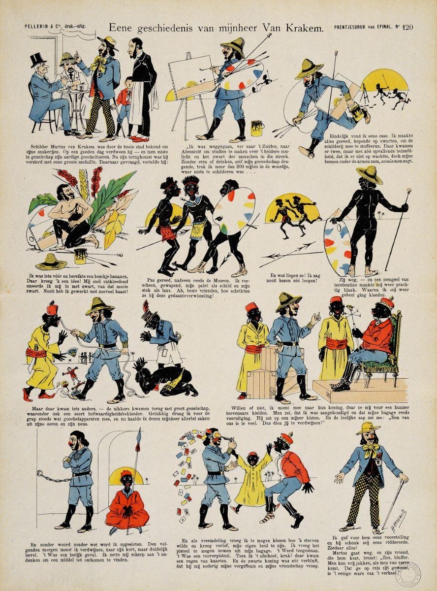 Eene geschiedenis van mijnheer Van Krakem. (titre inscrit, néerl.) ; Une histoire de monsieur de Crac (titre traduit), Henry Hennault, 1891-1901