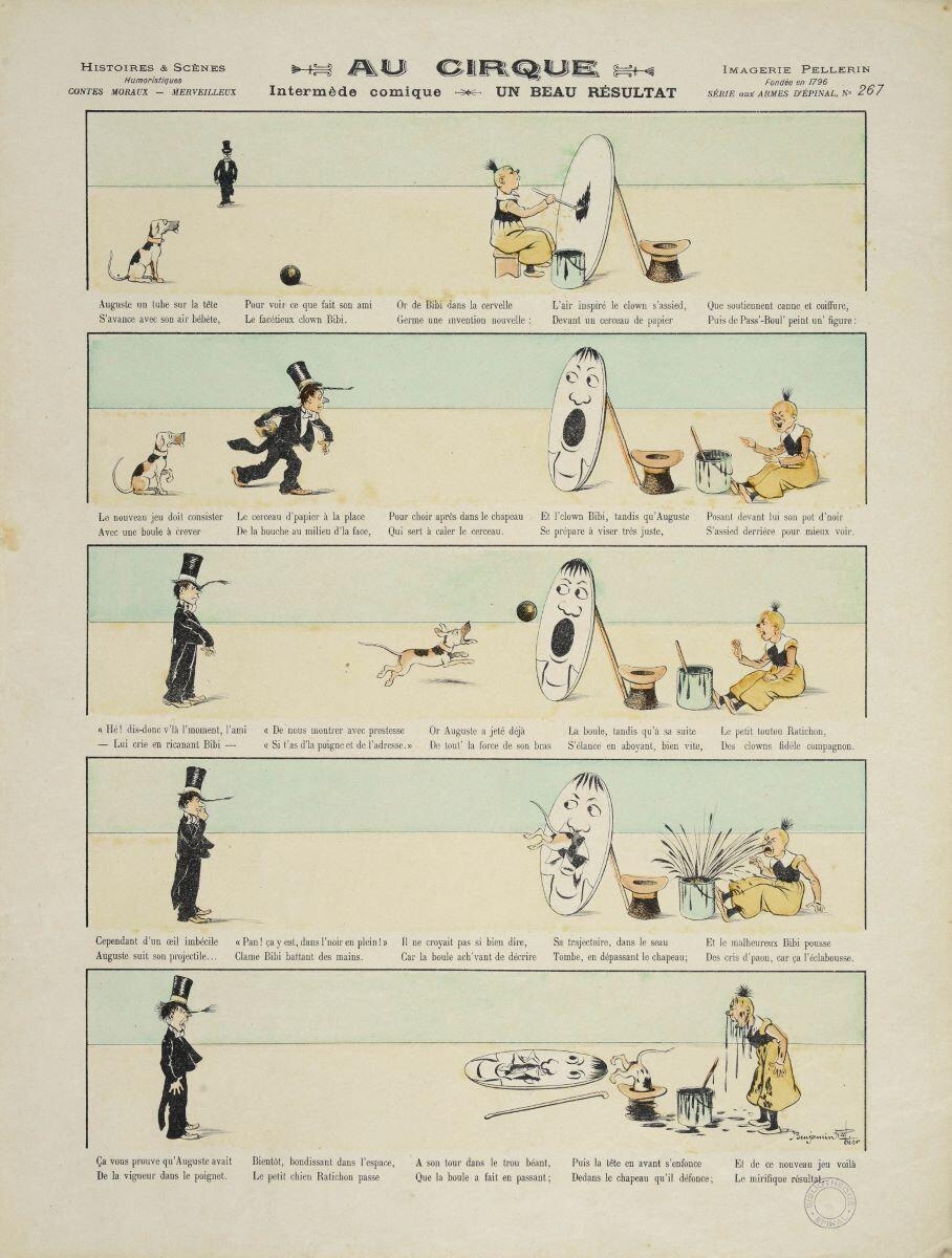 AU CIRQUE / Intermède comique - UN BEAU RÉSULTAT (titre inscrit), Benjamin Rabier, 1899 dépôt légal