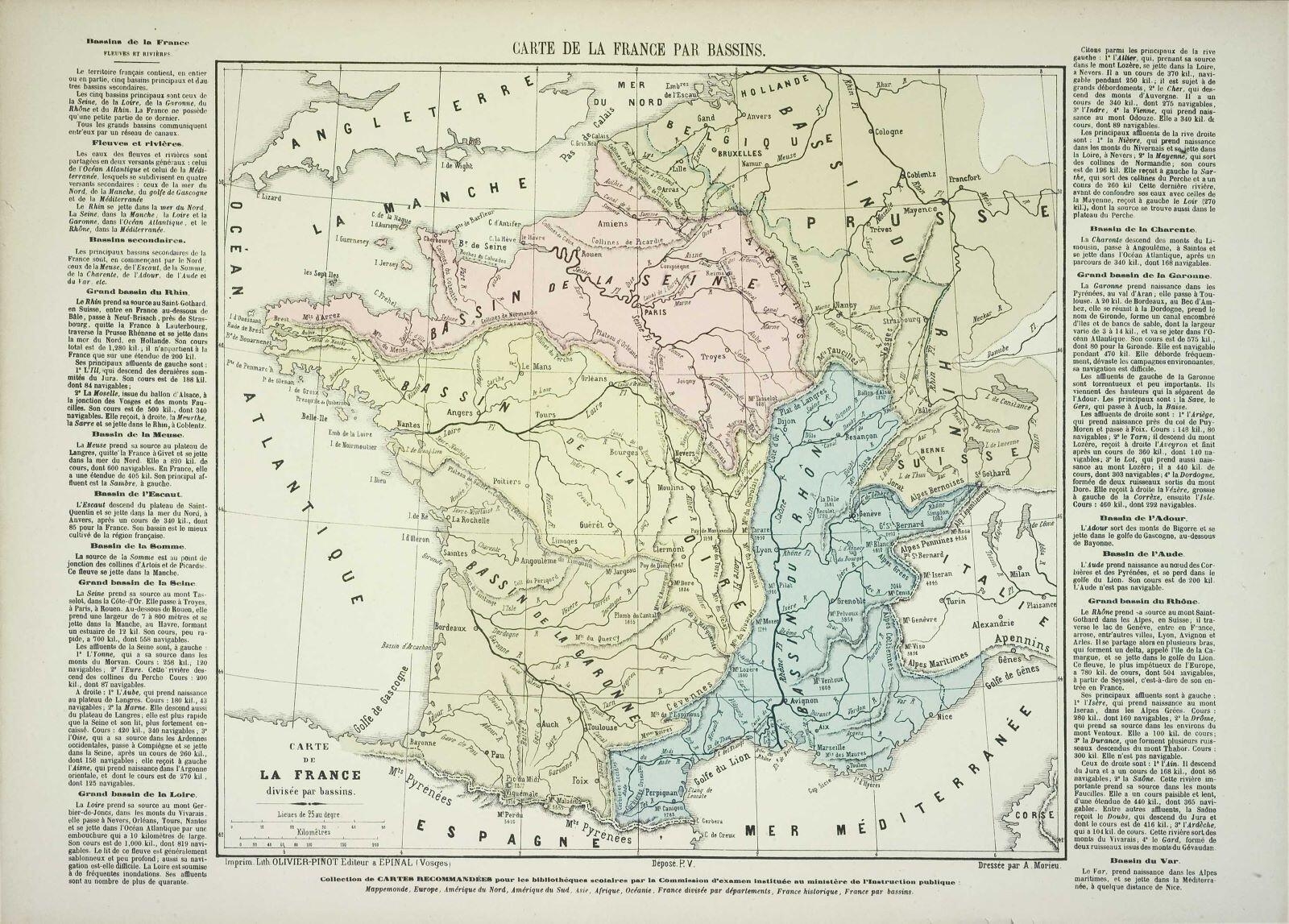 CARTE DE LA FRANCE PAR BASSINS. (titre inscrit)_0