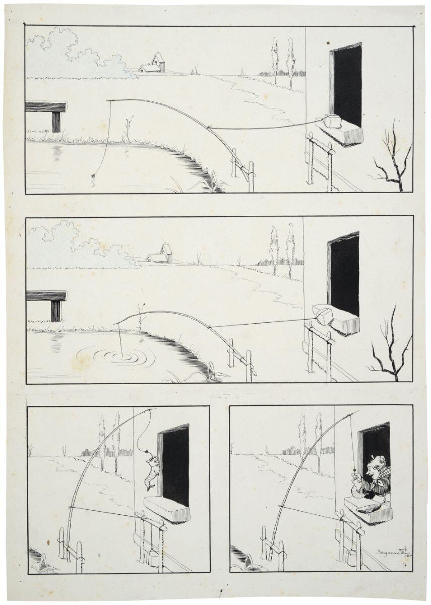 Pêche à la ligne en chambre (titre factice), Benjamin Rabier, 1897 de