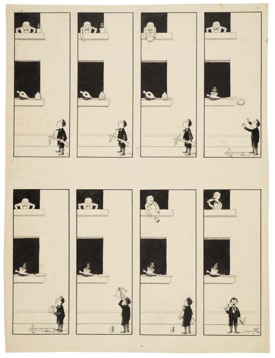Ingéniosité de deux jeunes gourmands (titre factice), Benjamin Rabier, 1897 de