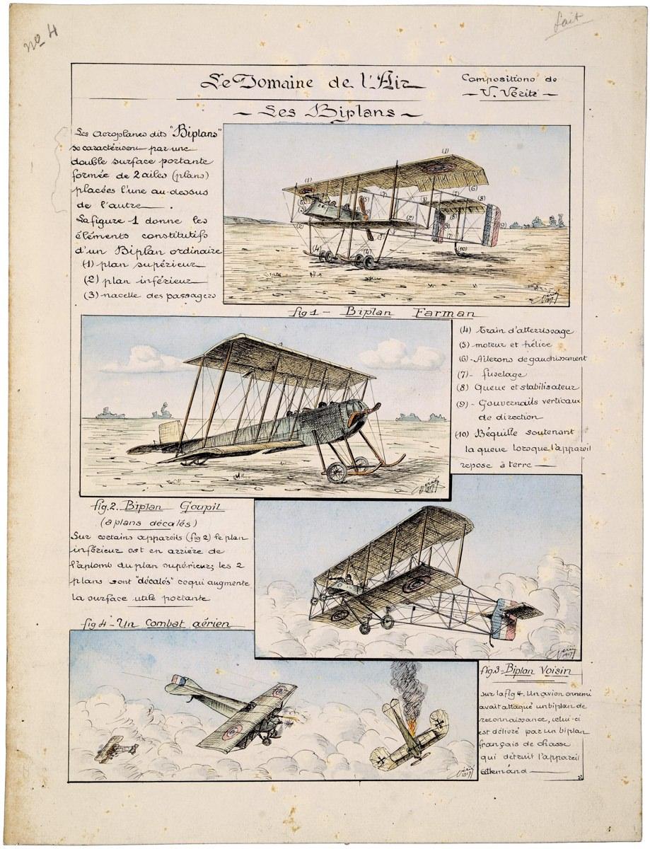Le DOMAINE DE l'Air / - Les Biplans - N°- 4 (titre inscrit) ; LE DOMAINE DE L'AIR ... la Grande Guerre PLANCHE N°4 / - LES BIPLANS - (titre factice)_0