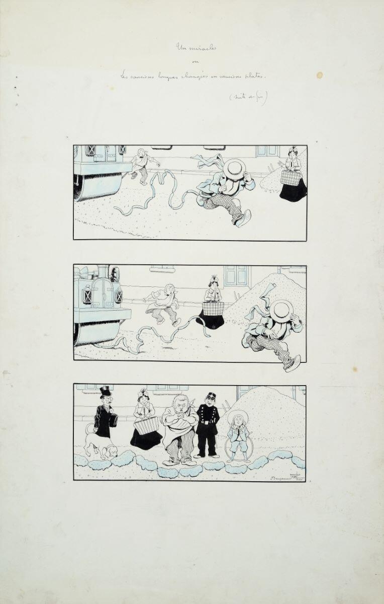 Un miracle / ou / Les saucisses longues changées en saucisses plates. (suite et fin) (titre inscrit), Benjamin Rabier, 1897-1903