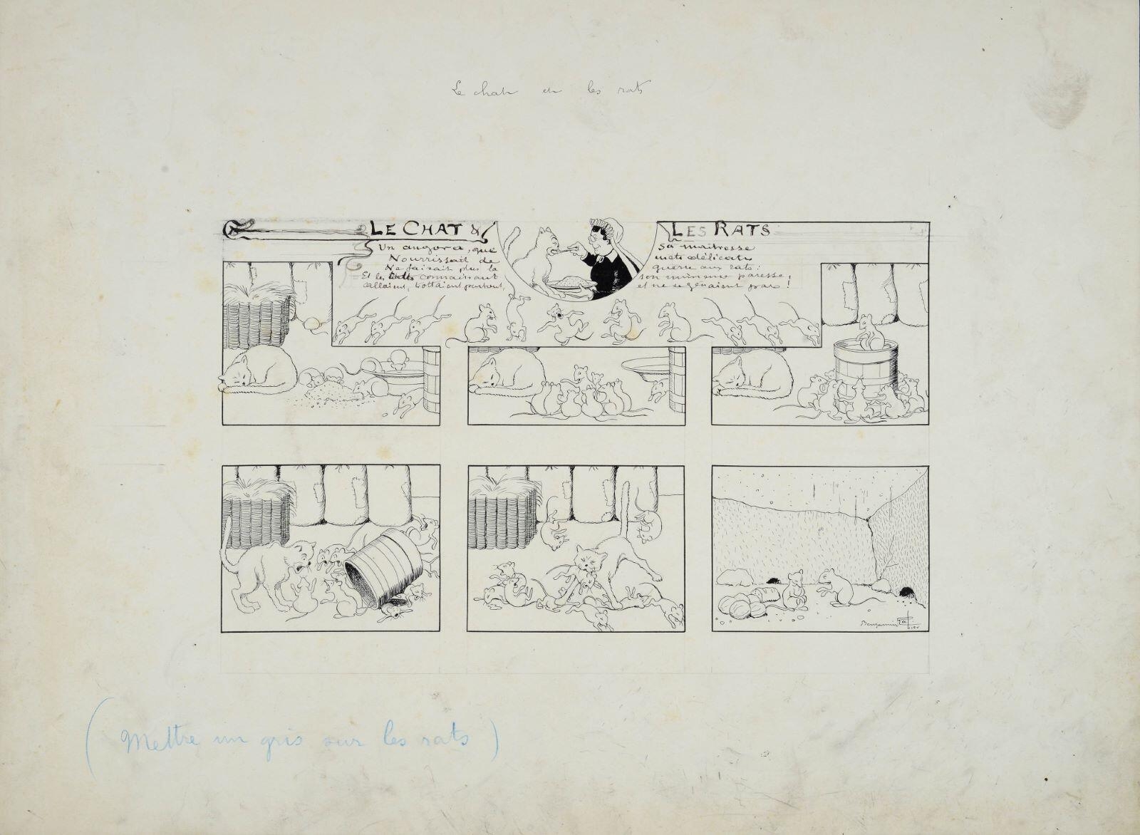 Le chat et les rats (titre inscrit), Benjamin Rabier, 1897-1902