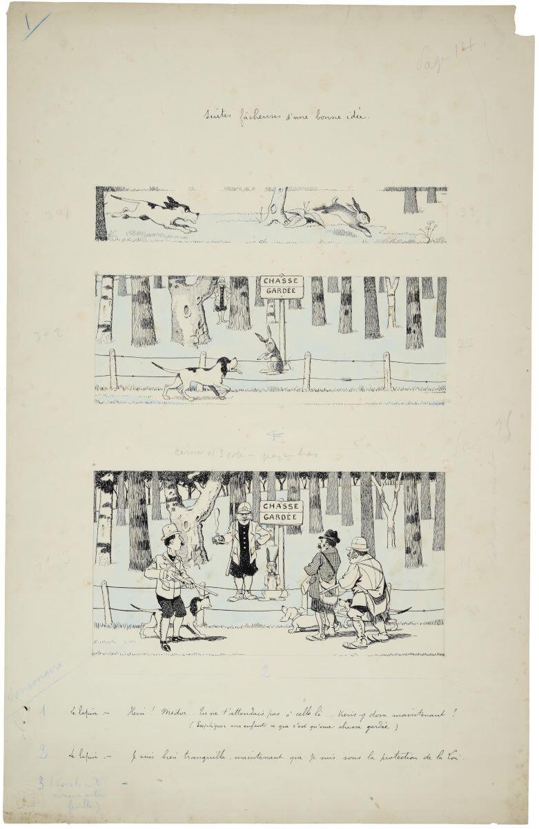 Suites fâcheuses d'une bonne idée. (titre inscrit), Benjamin Rabier, 1897-1905