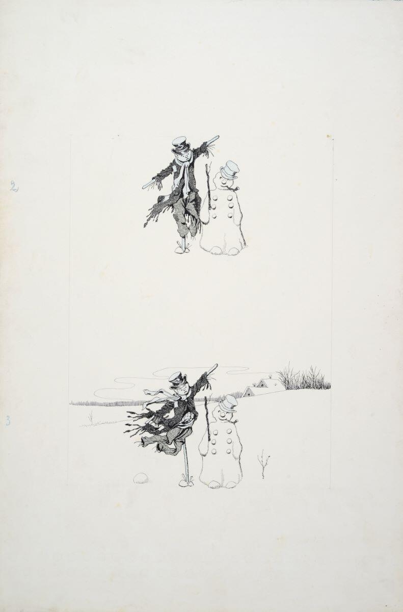 L'Epouvantail et le Bonhomme de neige (titre factice) ; 7 (titre inscrit), Benjamin Rabier, 1897-1906