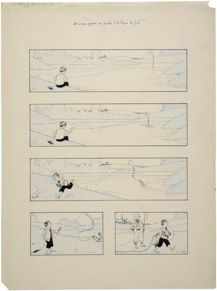 Nouveau genre de pêche à la ligne de fond. (titre inscrit), Benjamin Rabier, 1897 de