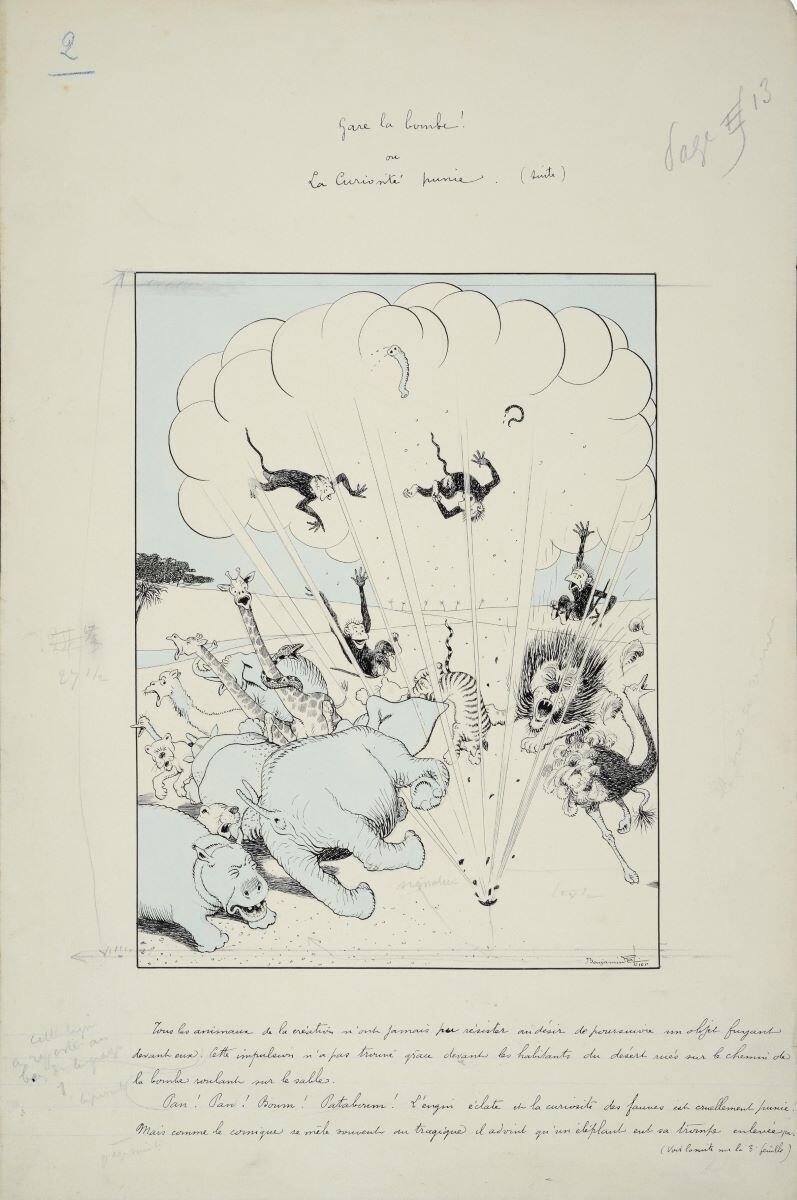 Gare la Bombe ou La curiosité punie. (titre inscrit), Benjamin Rabier, 1897-1905