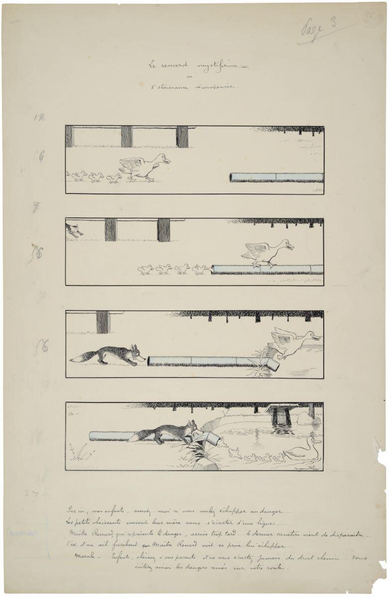 Le renard mystifié / ou / l'obéissance récompensée (titre inscrit), Benjamin Rabier, 1897-1906
