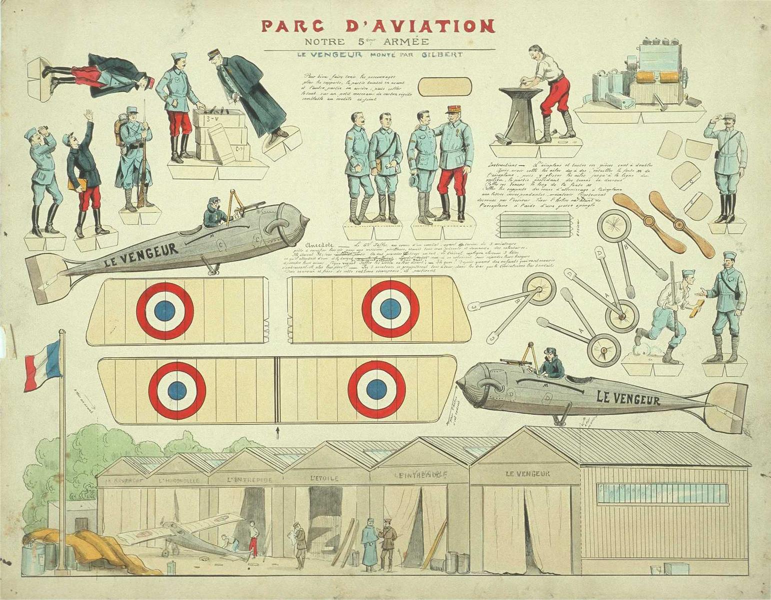 PARC D'AVIATION / NOTRE 5ème ARMEE (titre inscrit) ; La 5me Arme : PARC D'AVIATION (titre factice), Louis Georges Albert Morinet, 1916 vers