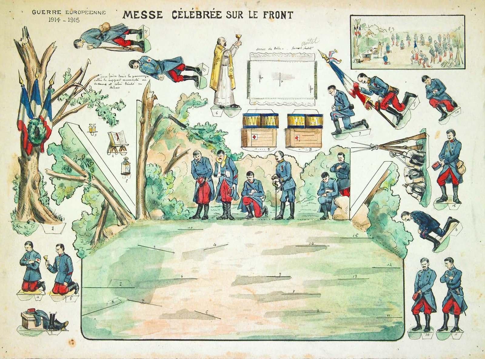 MESSE CÉLÉBRÉE SUR LE FRONT (titre inscrit), Louis Georges Albert Morinet, 1915